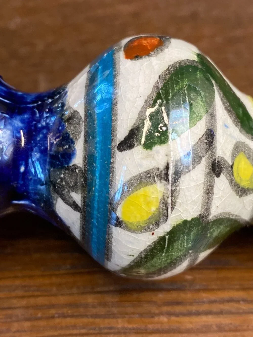 Vintage Israeli Ceramic Armenian Pottery Shabbat Candlestick Holder Jerusalem